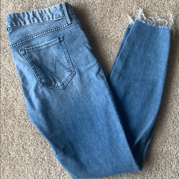 MOTHER Looker ankle gray jeans light wash